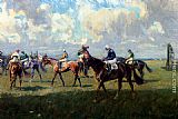 Frees Paintings - Lord Woolavington's Montrose And Lord Derby's Highlander At The Start Of The Free Handicap At Newmarket, April 6, 1933 by Lionel Edwards
